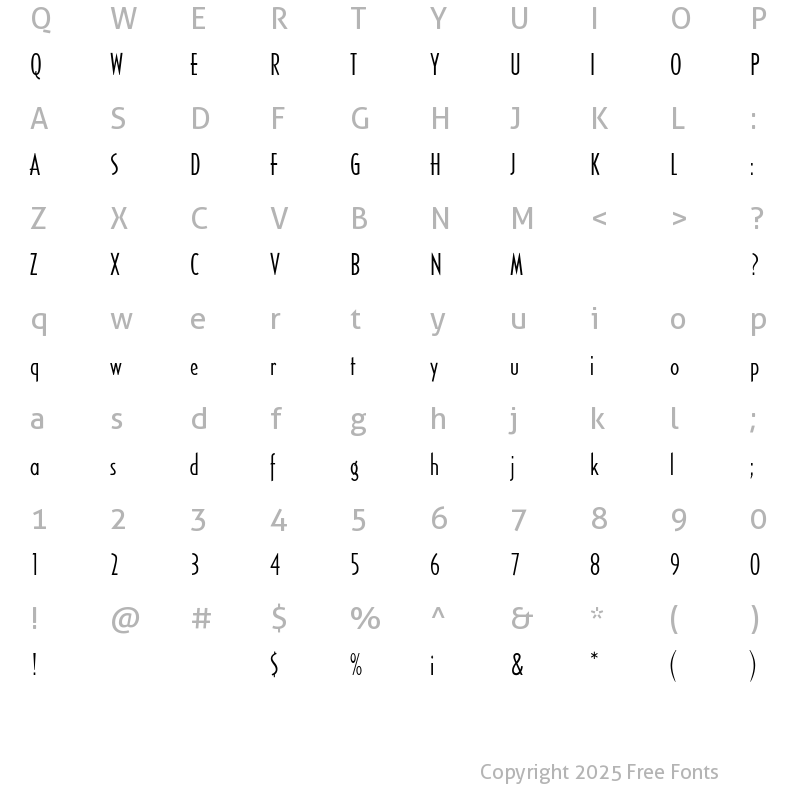 Character Map of CassandraConden Regular