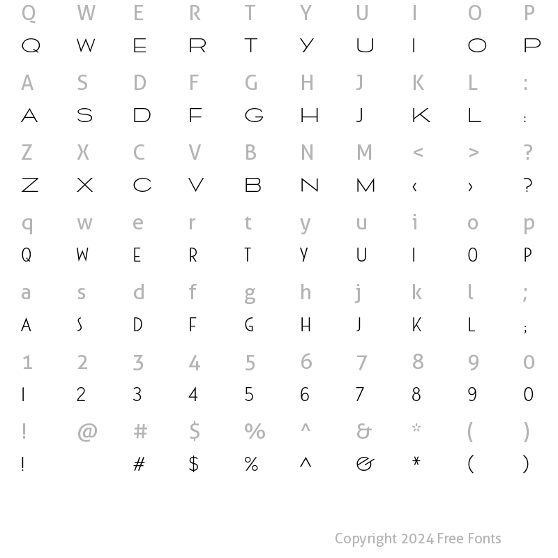 Character Map of CassandraEF Light Regular