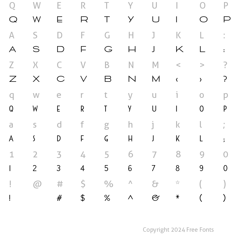 Character Map of CassandraEF Regular