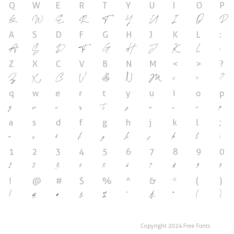 Character Map of Cassavania Regular