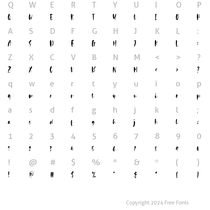 Character Map of Cassela Regular