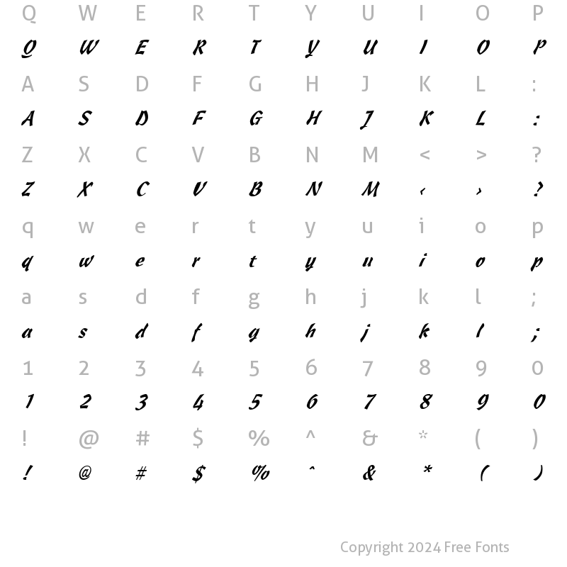 Character Map of Cassia Italic