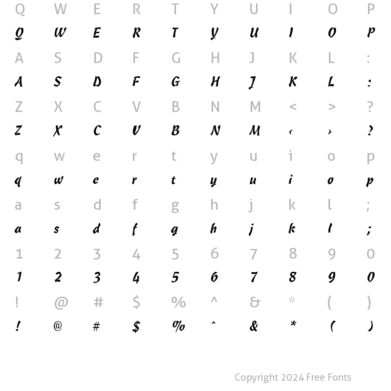 Character Map of Cassia Regular