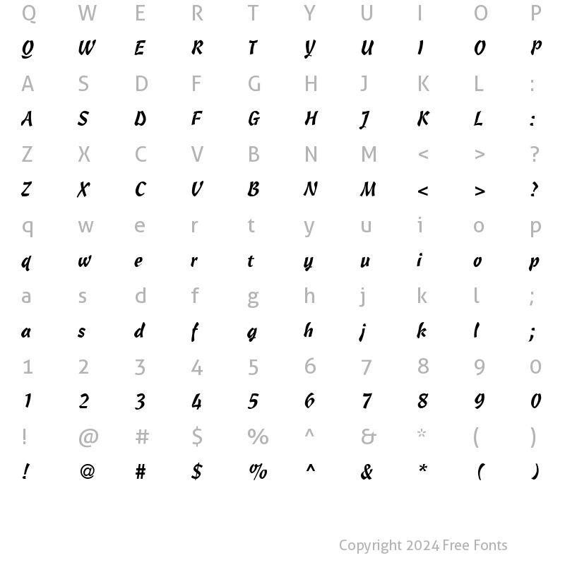 Character Map of Cassock DB Regular