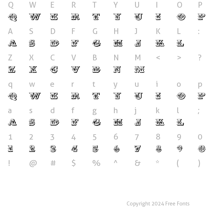 Character Map of Cast Iron Regular