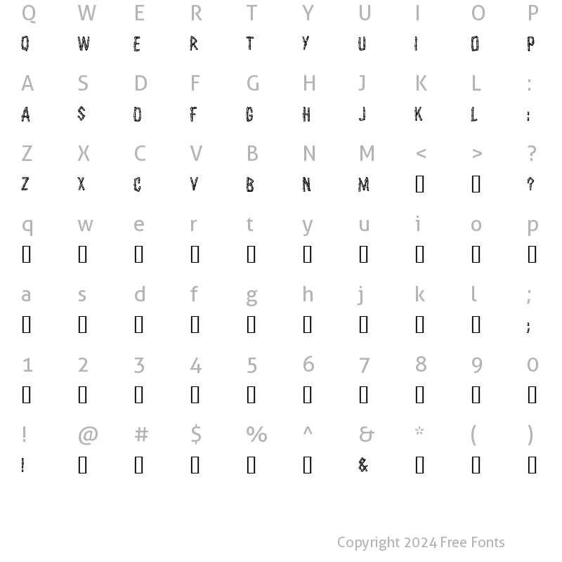 Character Map of Castaway Regular