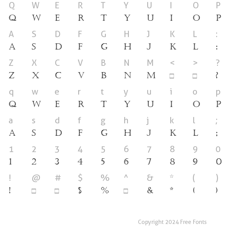 Character Map of CastellarMT Roman