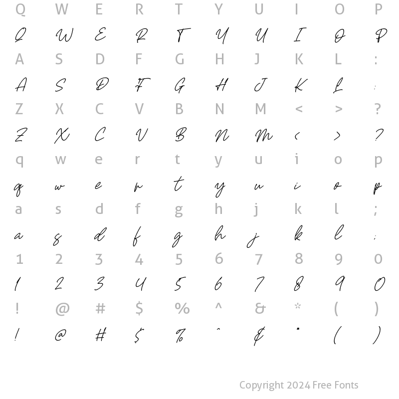 Character Map of Castello Italic