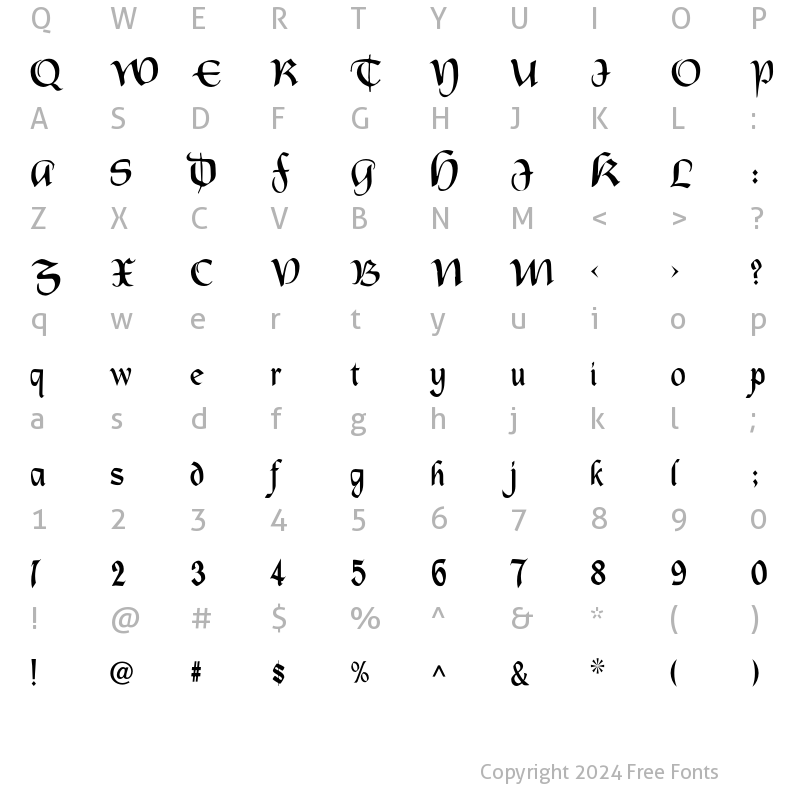 Character Map of Castiglione Regular