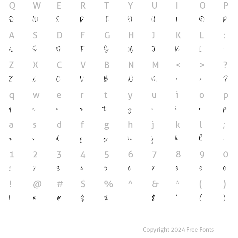 Character Map of Castilla Regular