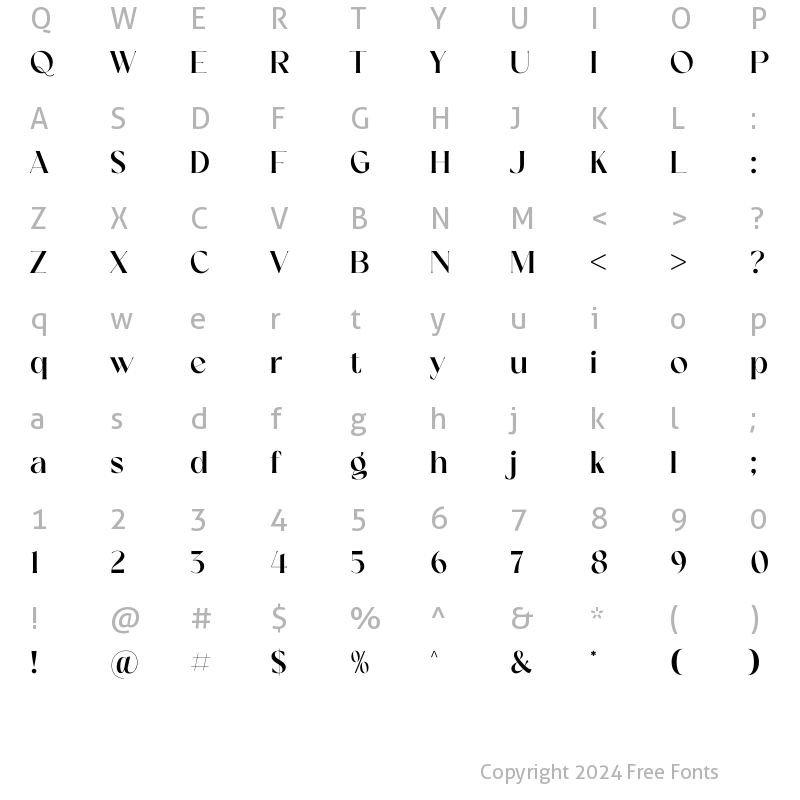 Character Map of Castle Begale Regular