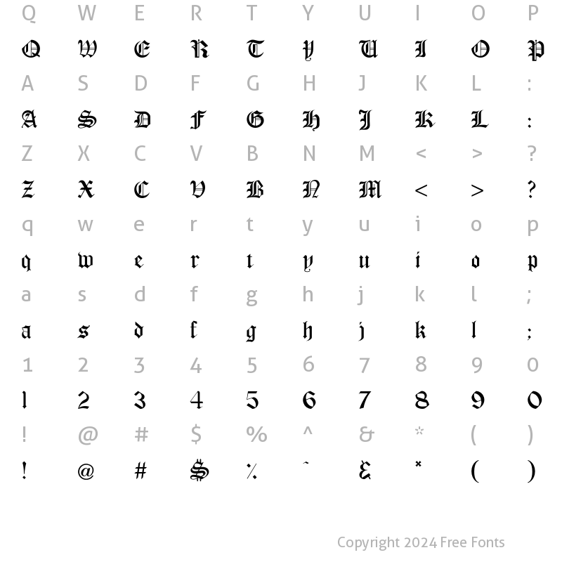 Character Map of Castle Font Regular