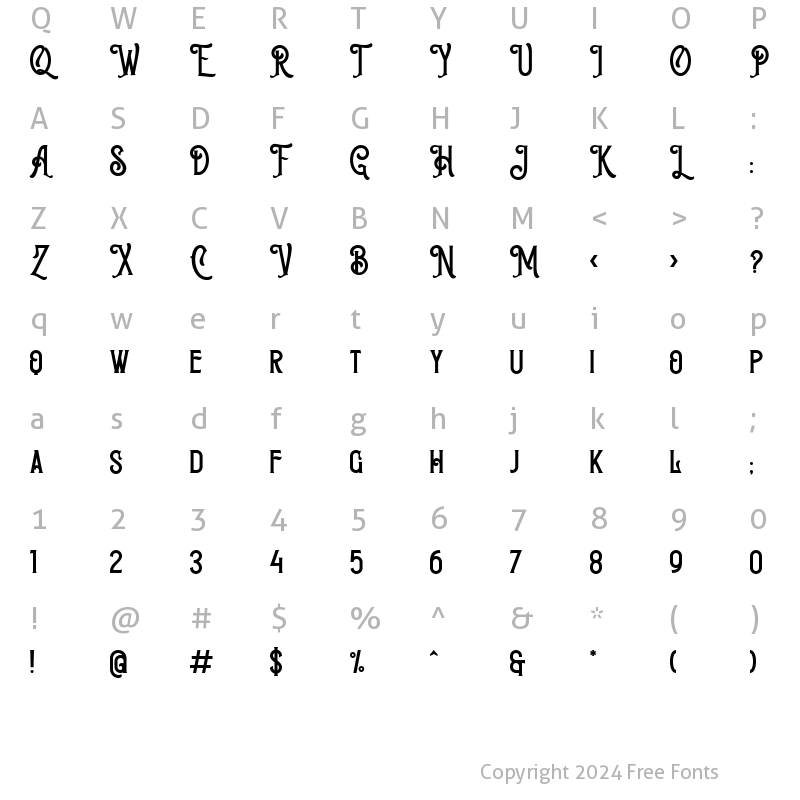 Character Map of Castle Signane Regular