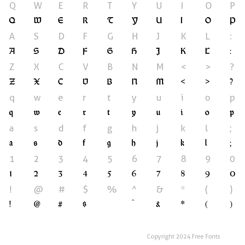 Character Map of Castlemar Regular