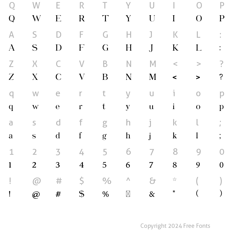 Character Map of Catalina Rayden Regular