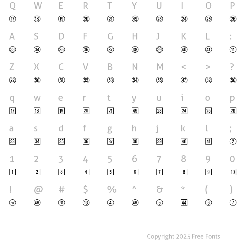 Character Map of CatalogNumbers DB Regular