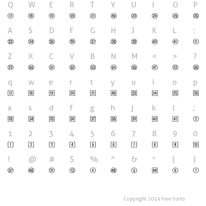 Character Map of CatalogNumbers Regular