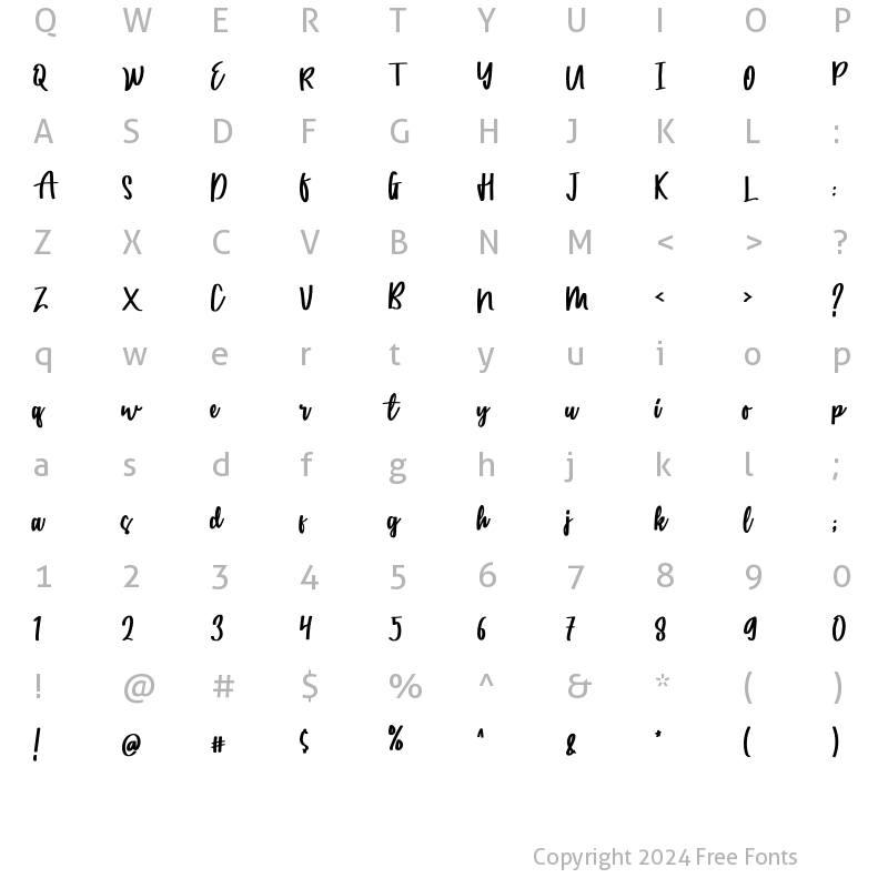 Character Map of Catarina Regular