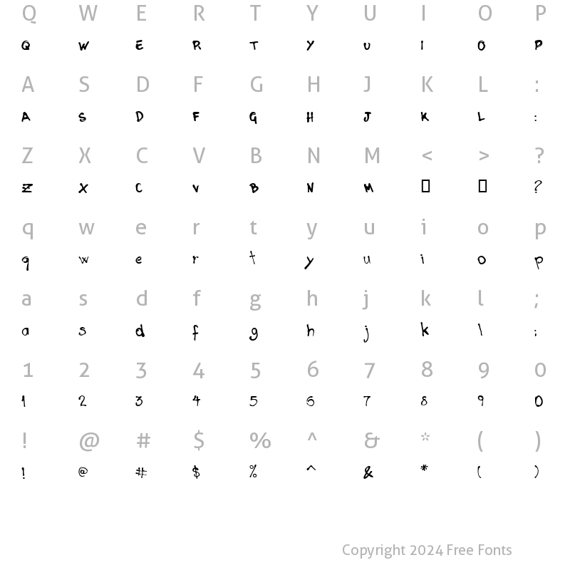 Character Map of Catchup Sans Regular