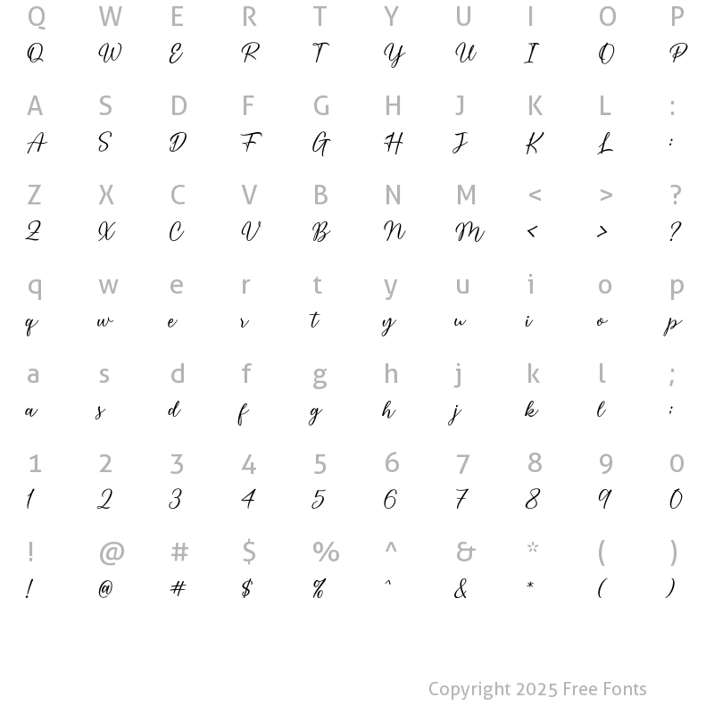 Character Map of Catchy Bellonia Regular