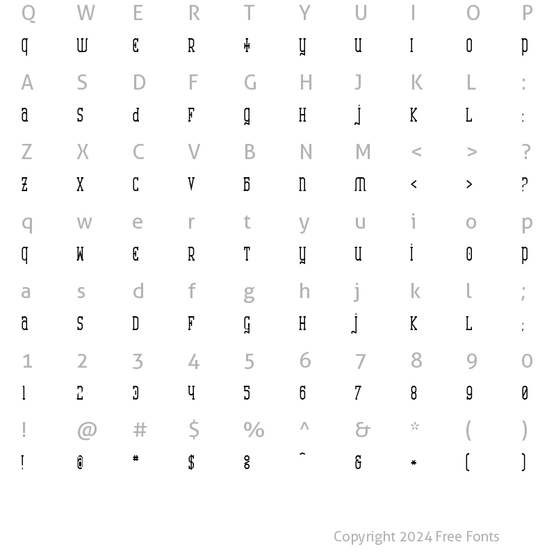 Character Map of Catharsis Requiem Bold