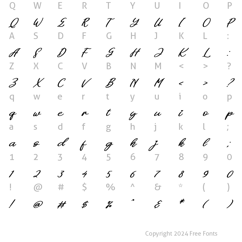 Character Map of Cathie Italic