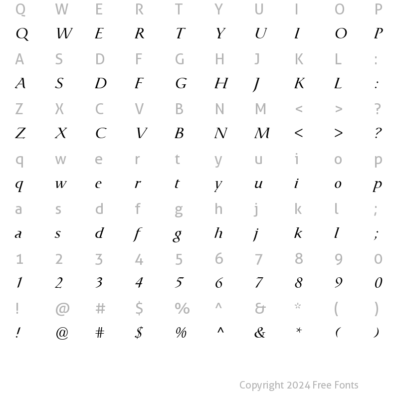 Character Map of Catull Italic