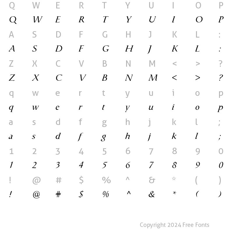 Character Map of CatullBQ Italic