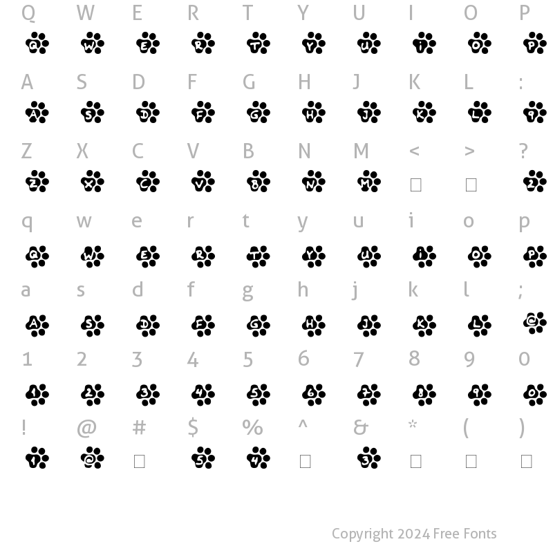 Character Map of Catwalk Regular