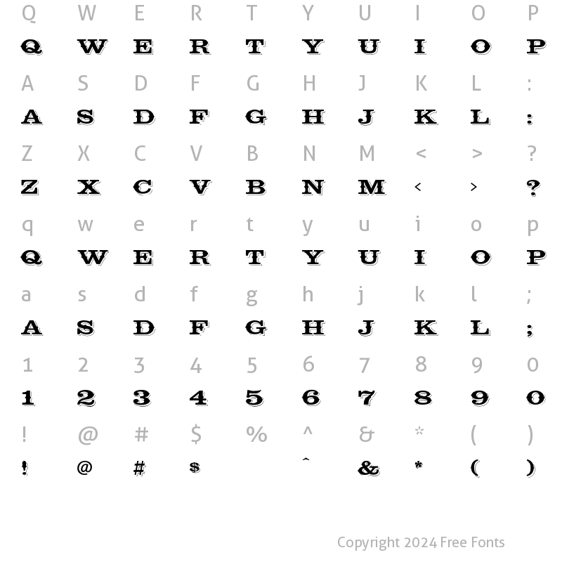 Character Map of Cavalcade Regular