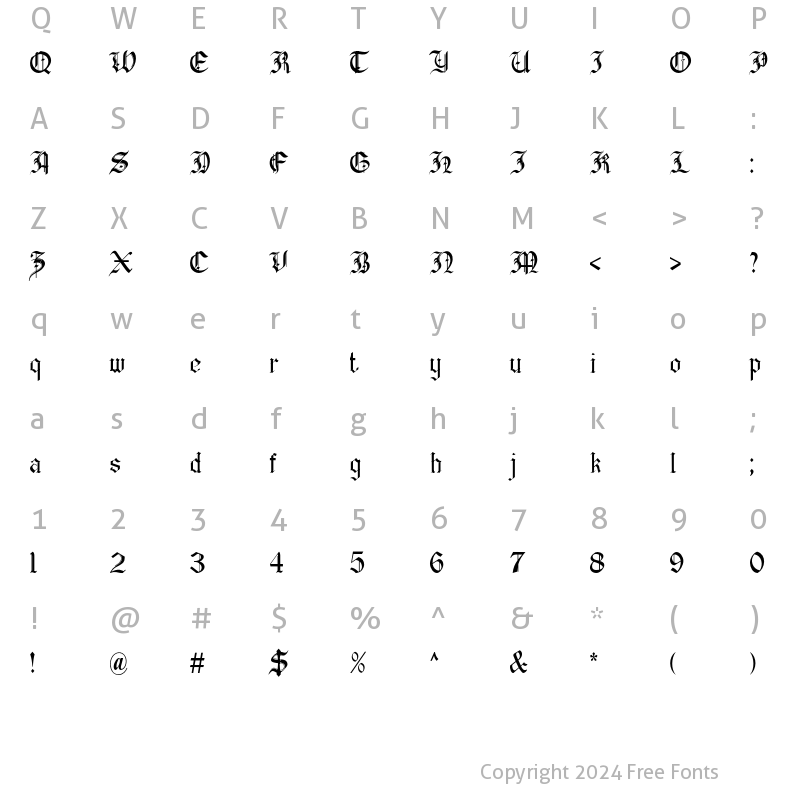 Character Map of Cavalry Regular