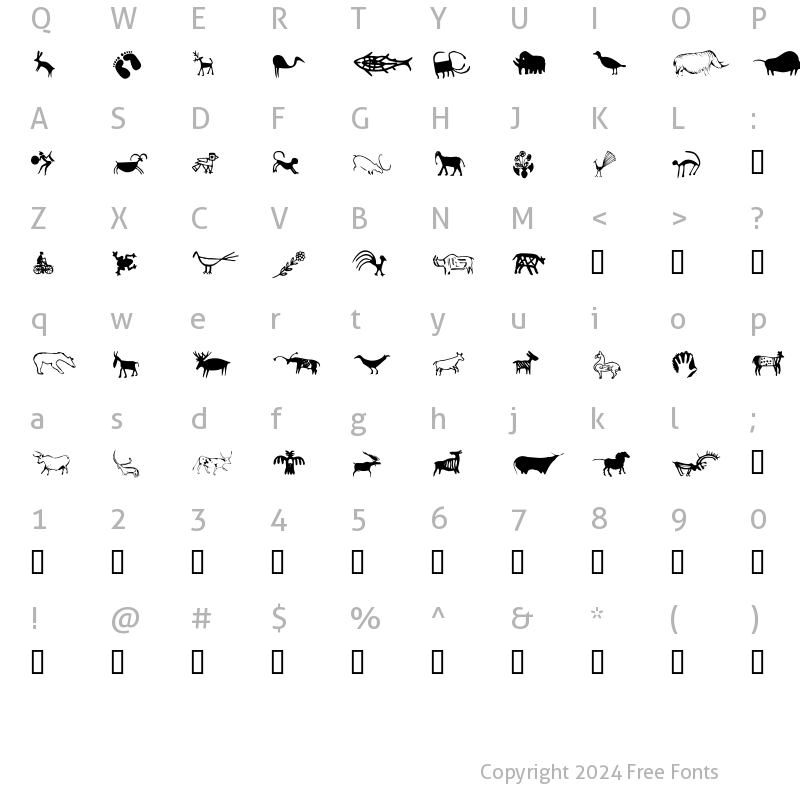 Character Map of Cave Painting Dingbats Regular