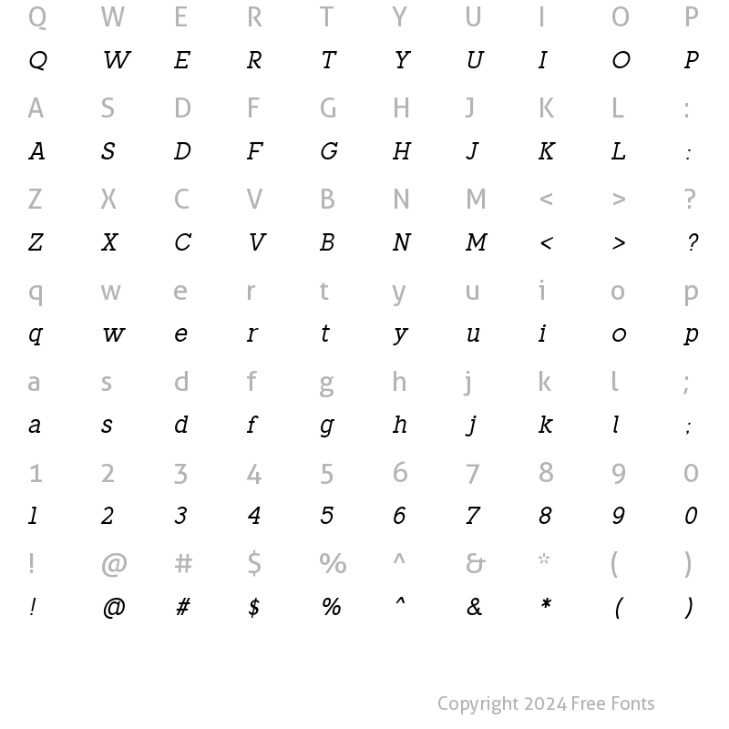 Character Map of Cavello Italic