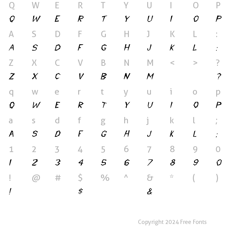 Character Map of Cavemann Italic