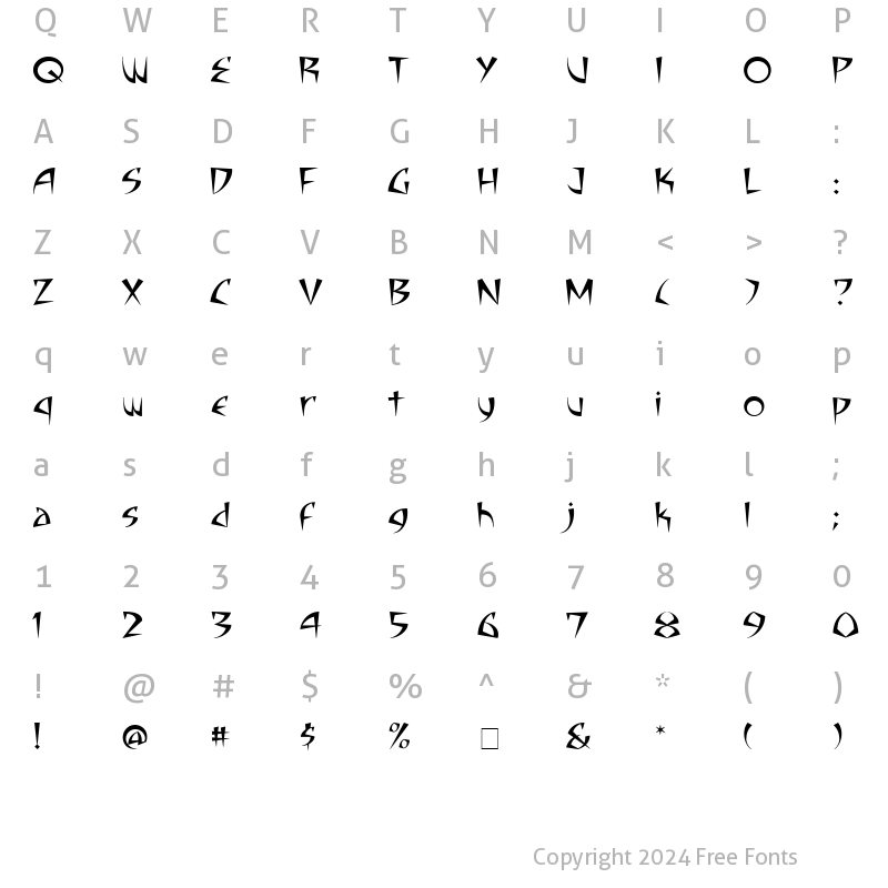 Character Map of CC Adamantium Fang