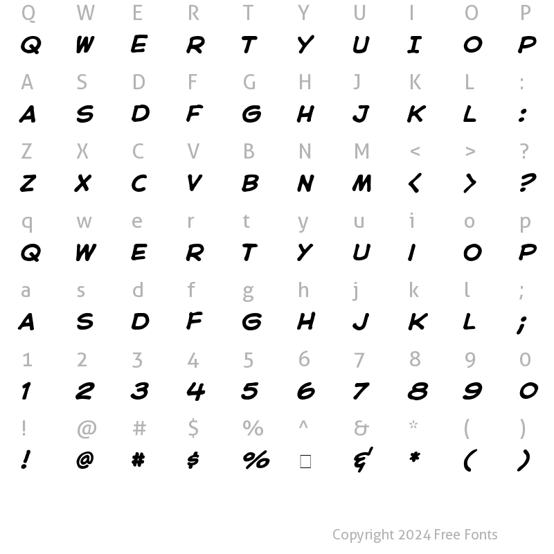 Character Map of CC Astro City Bold Italic