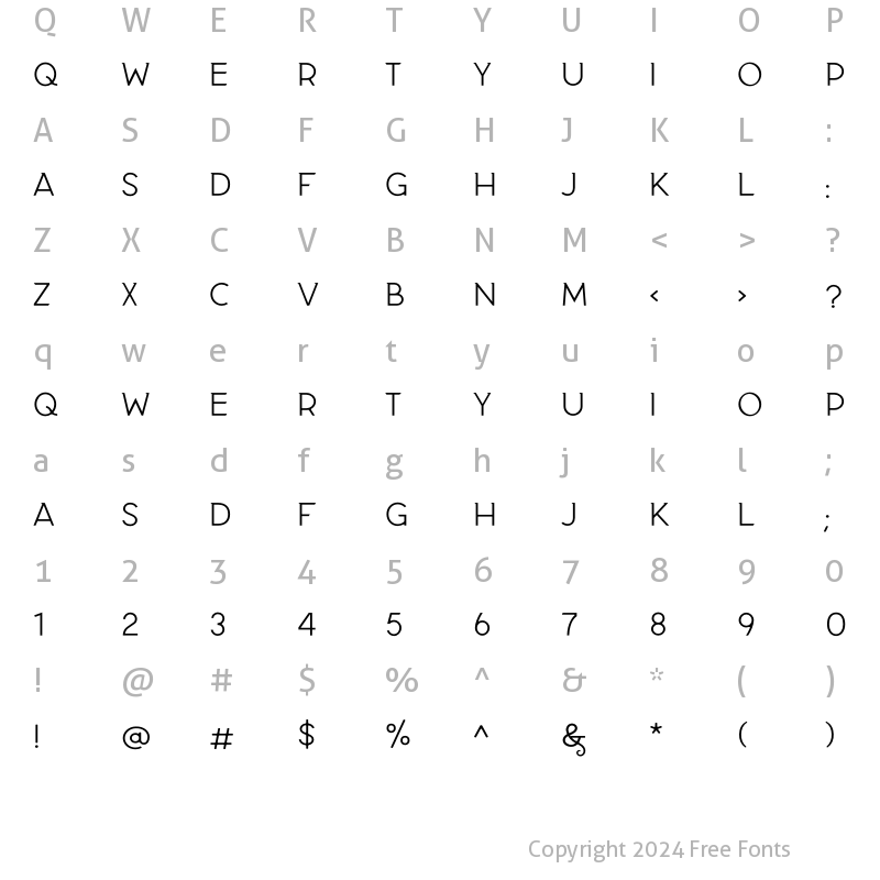 Character Map of CC FONT 2 Light