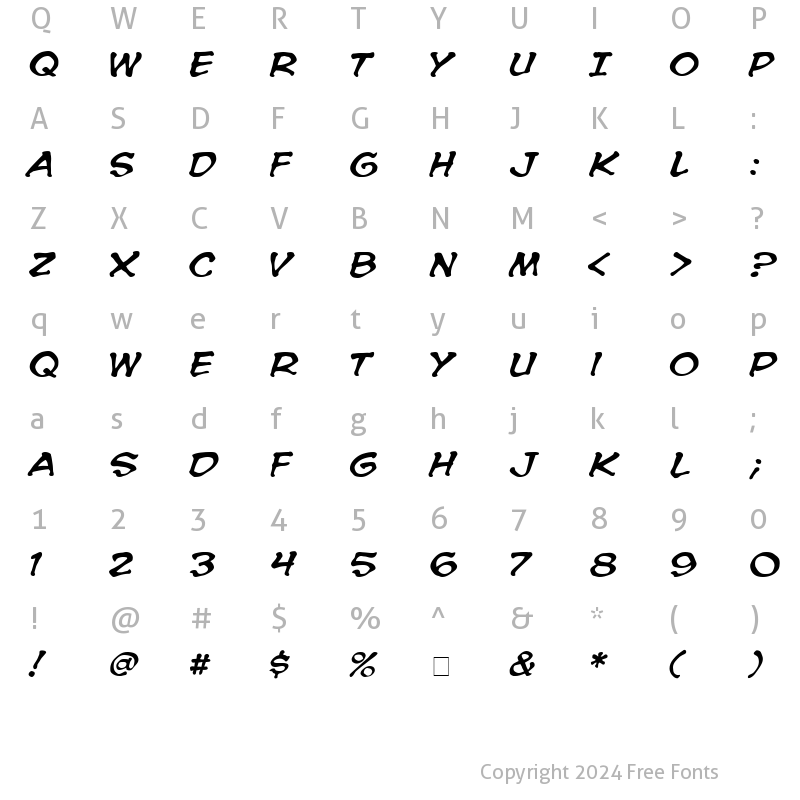 Character Map of CC Spookytooth Italic