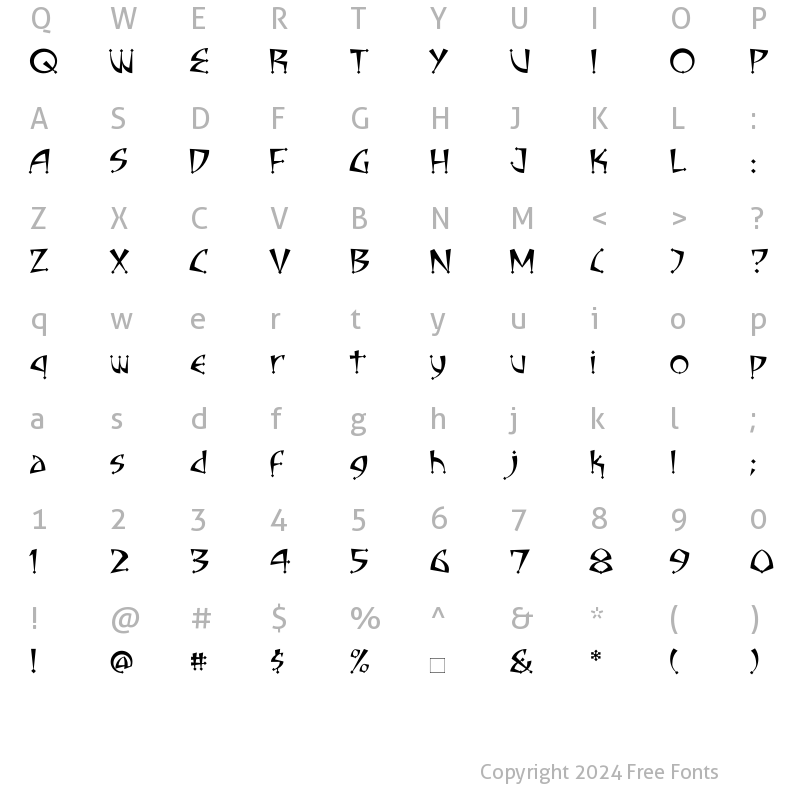 Character Map of CCAdamantium-Talon Roman