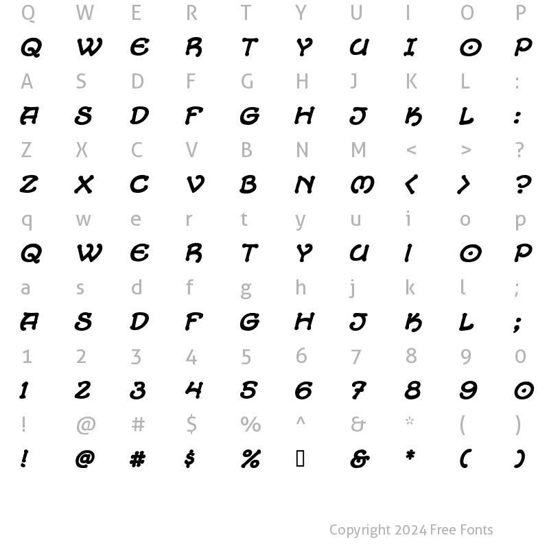 Character Map of CCAlchemite BoldItalic