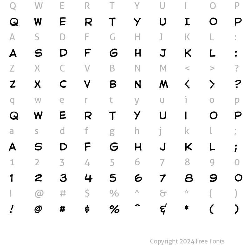 Character Map of CCAstroCityInt Regular