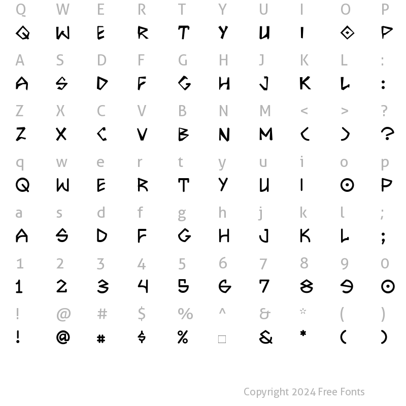 Character Map of CCBithead-Bark Roman