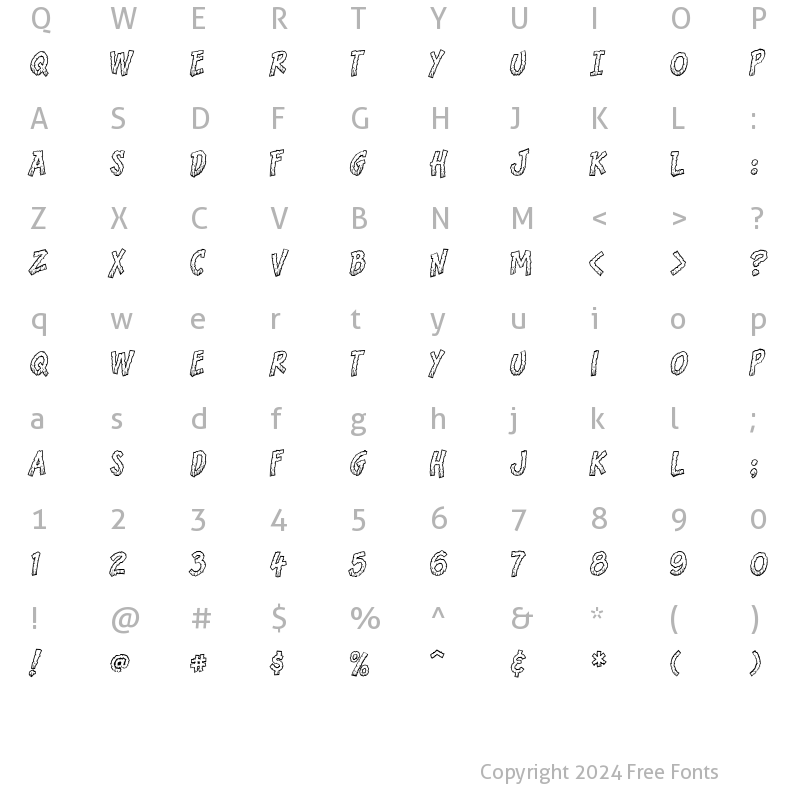 Character Map of CCBrontoBurger-WellDone Roman