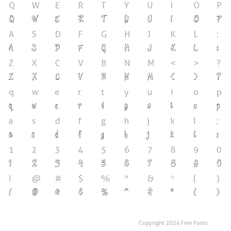 Character Map of CCCheekyMonkey Outline