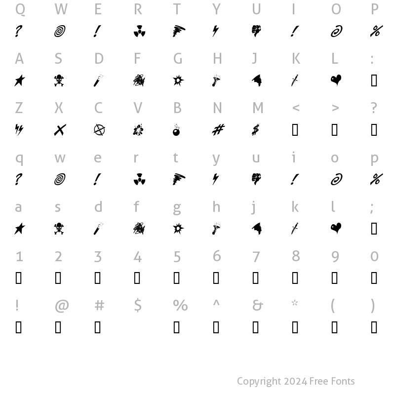 Character Map of CCDangerGirlDingbats Regular