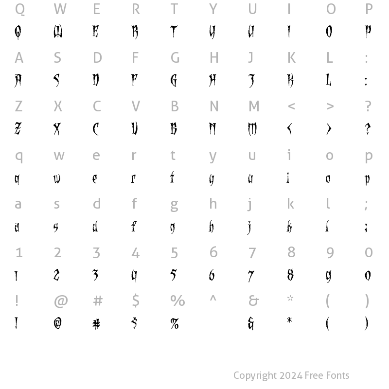 Character Map of CCDeadMansFolly Regular