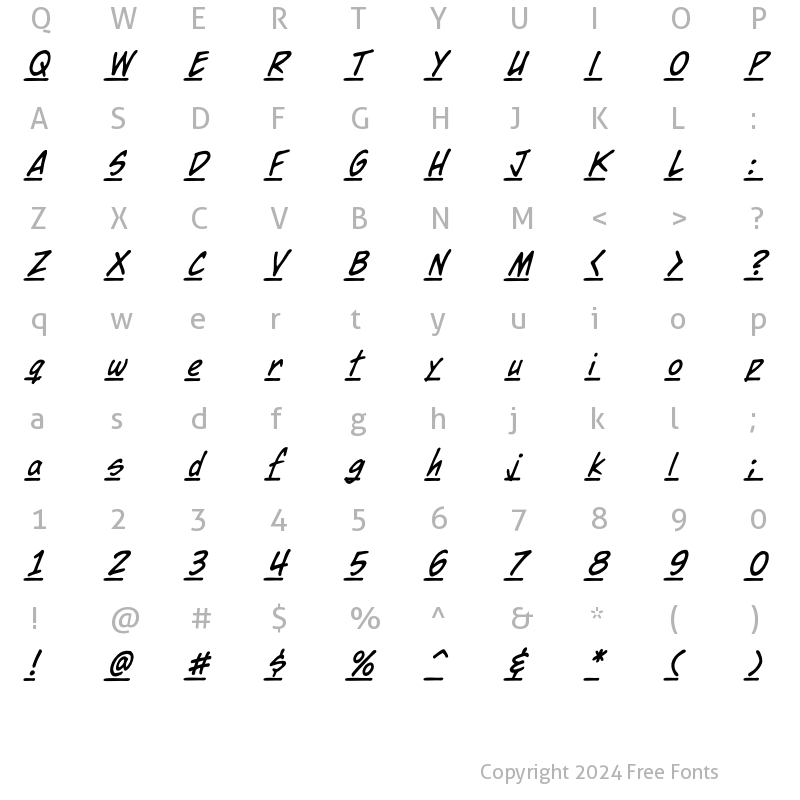 Character Map of CCDearDiary Bold