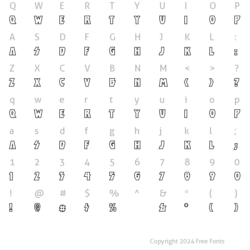 Character Map of CCDestroyerOpen Regular