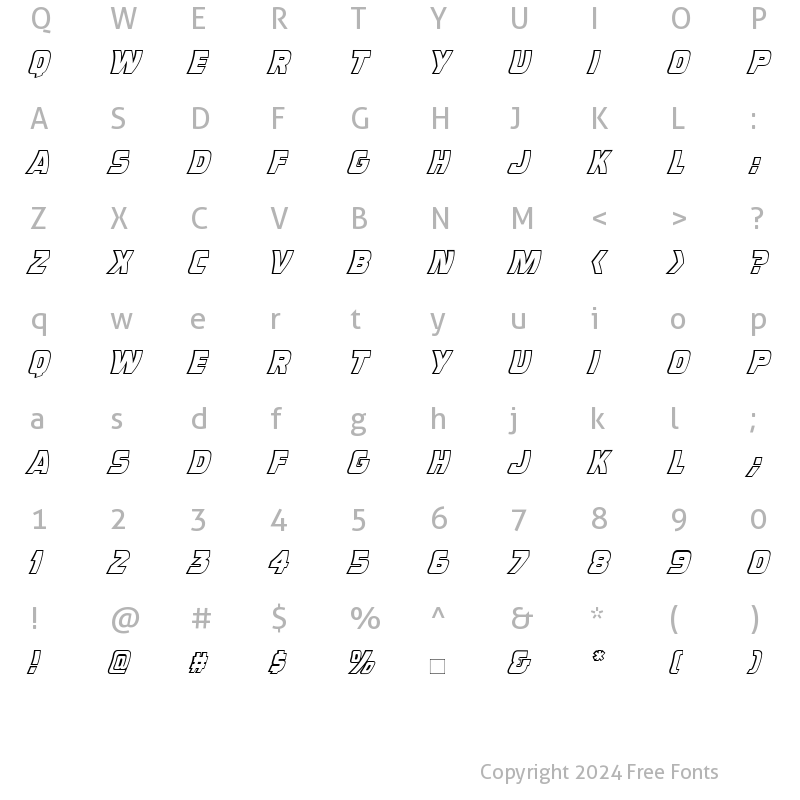 Character Map of CCDoubleBack-Future Roman