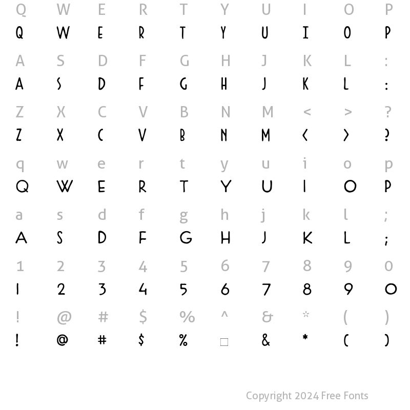 Character Map of CCDutchCourage-Draught Roman